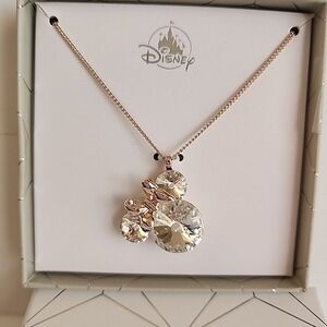 Disney Parks Necklace - Minnie Mouse Crystal Icon‎ - Rose Gold New with Box